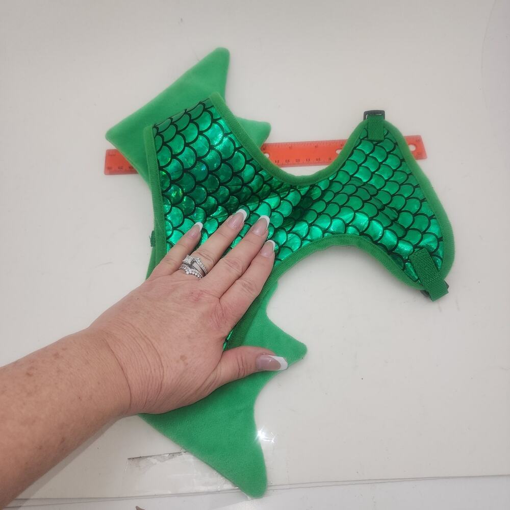 Pet Dragon wing costume size s/m Dog green iridescent Halloween Holiday fun - Picture 6 of 6